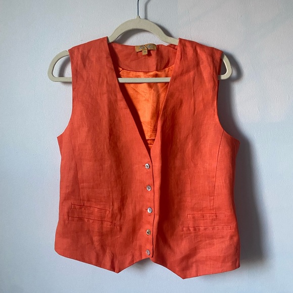 VRG GIRL Italian Streets Linen Vest in Orange | NWT - Picture 4 of 7